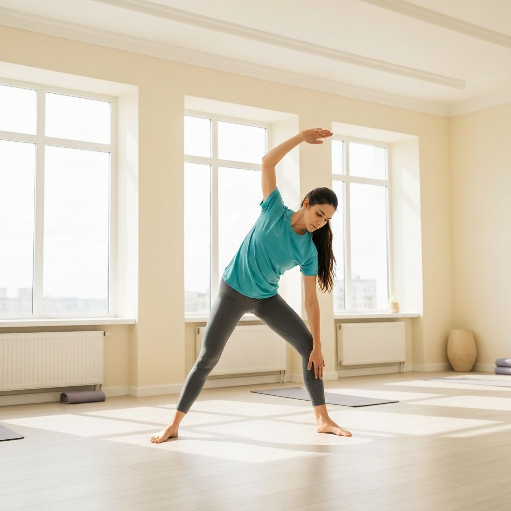 Person performing comfortable stretching exercises